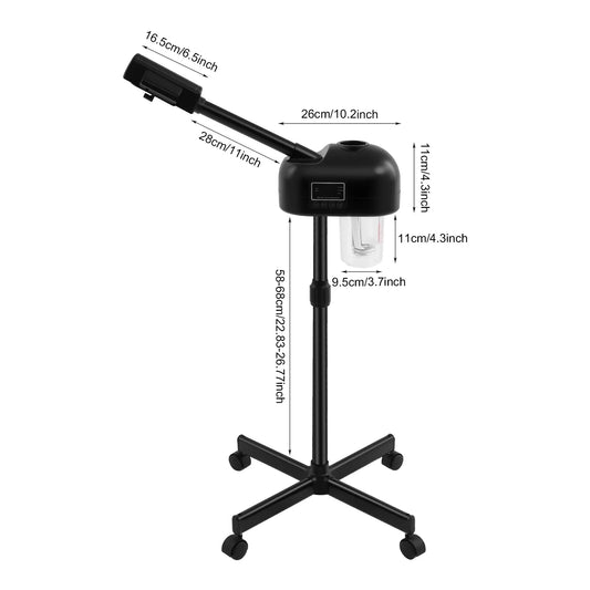 Professional Standing Ozone Facial Steamer – 750W Nano Ionic Spa System with LCD Panel