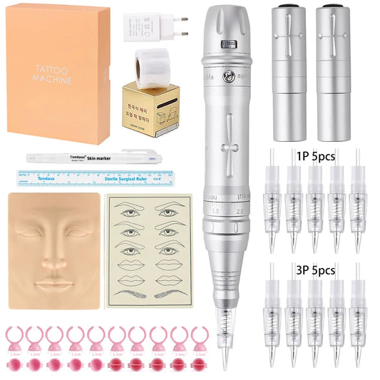 JUN.M Wireless PMU Machine Kit – Dual Battery Precision Tattoo Pen for Eyebrows, Eyeliner & Lips