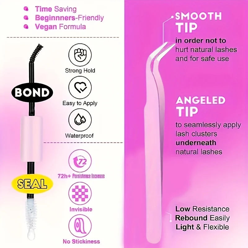 Invisible Lash Adhesive Glue – 24H Strong Hold Waterproof Eyelash Glue for Cluster & Strip Lashes