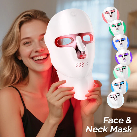 7 Color LED Photon Therapy Mask for Face & Neck – Wireless Anti-Aging & Skin Rejuvenation Device