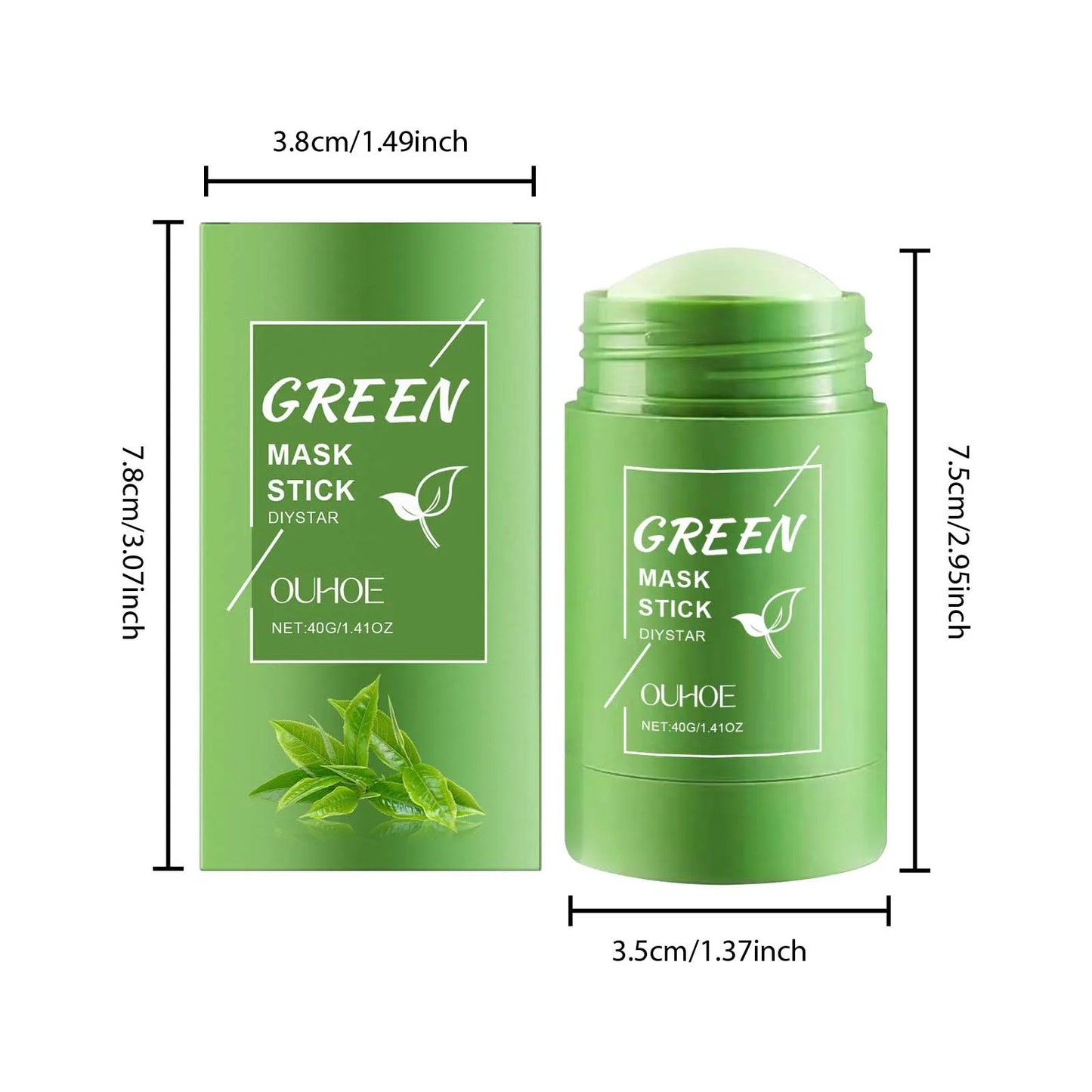Green Tea Clay Mask Stick – Mess-Free Pore Detox with Kaolin & Bentonite Clay