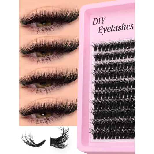 3D Volume DIY Cluster Eyelash Extension Kit – Natural-Looking False Lashes for Home Application