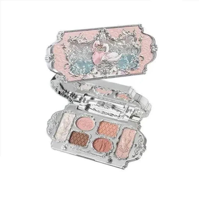 Black Swan Ballet 6-Color Eyeshadow Palette – Matte, Shimmer & Glitter Luxury Eye Collection
