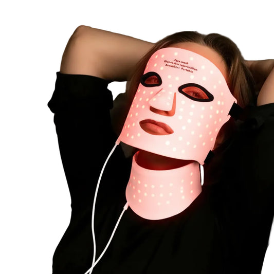 7 Color LED Face & Neck Therapy Mask – 103 LEDs, Wireless & Flexible Silicone Anti-Aging Device