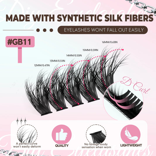 3D Volume DIY Cluster Eyelash Extension Kit – Natural-Looking False Lashes for Home Application