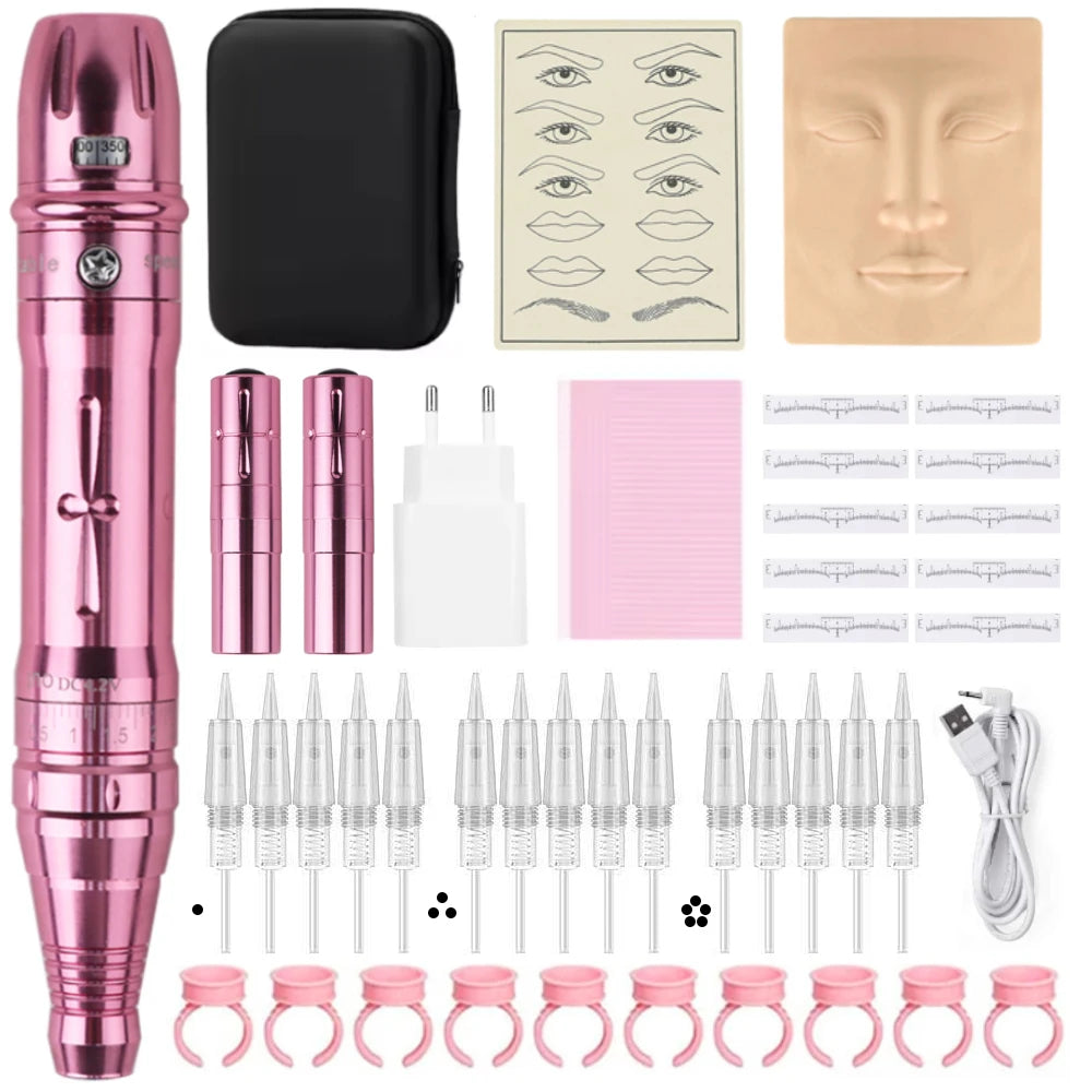 JUN.M Wireless PMU Machine Kit – Dual Battery Precision Tattoo Pen for Eyebrows, Eyeliner & Lips