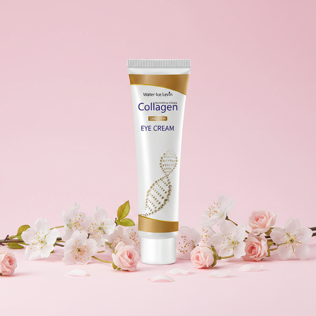 Collagen Eye Cream on pink feminine background