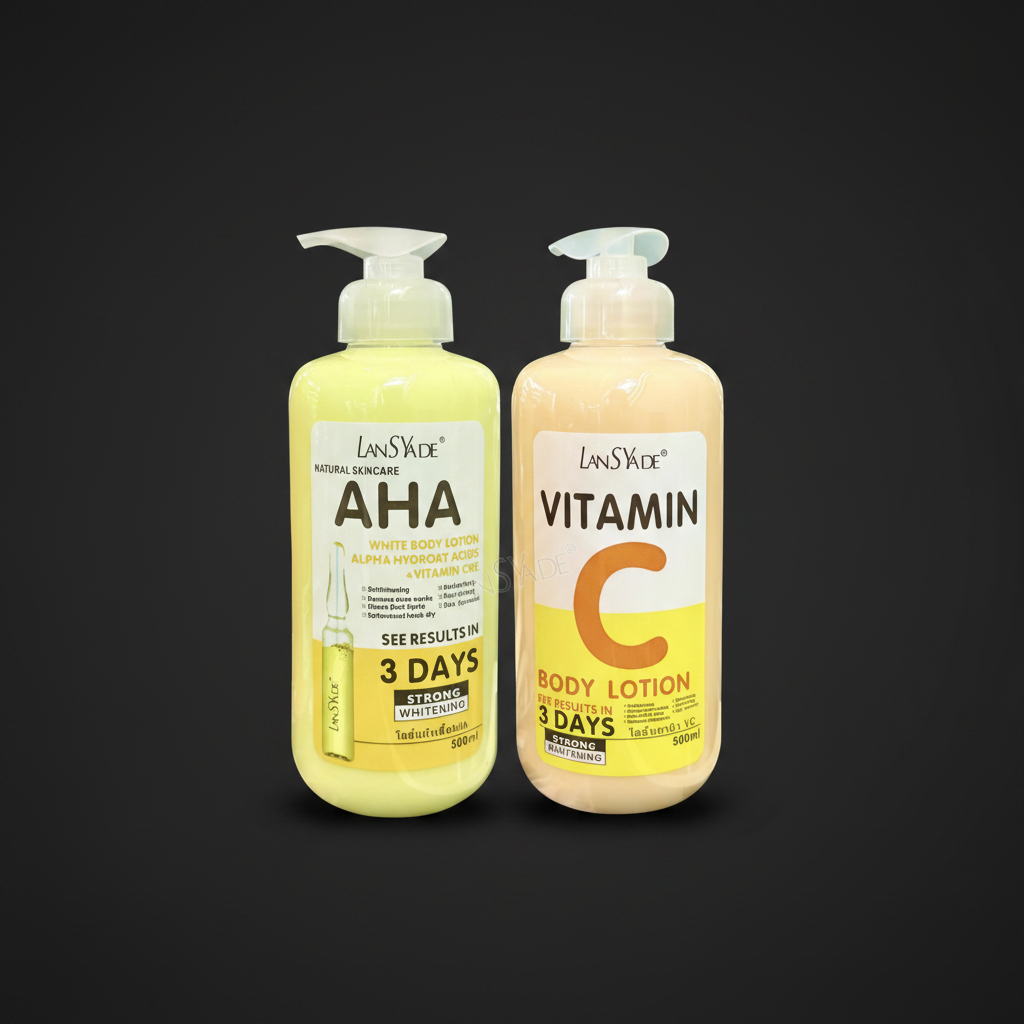 Vitamin C Whitening Body Lotion on dark background