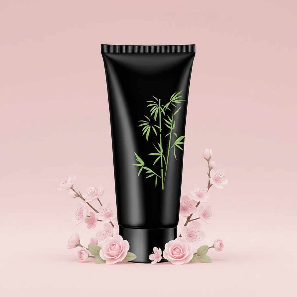 Deep Pore Cleansing Black Mask on pink feminine background