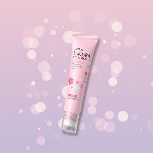 Japan Sakura Eye Serum Triple Roller on blush lavender background