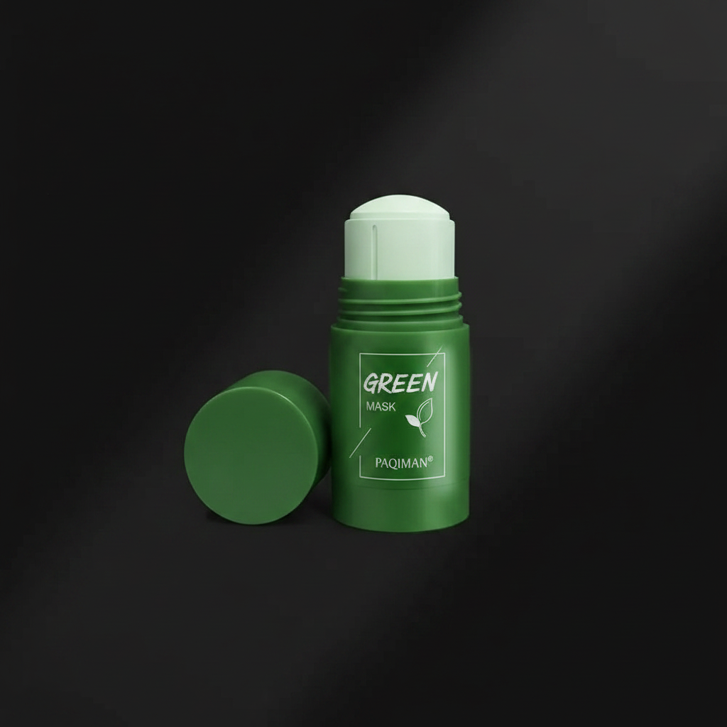 Green Tea Detox Stick Mask on dark background
