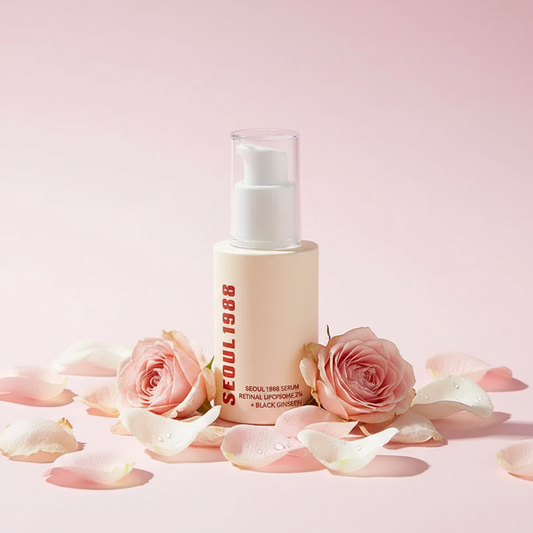 Korean Retinol Serum on pink feminine background