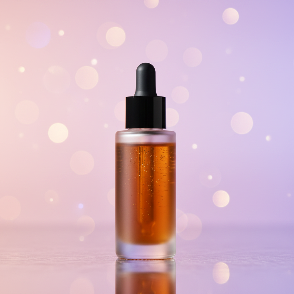 Korean Retinol Serum on blush pink lavender background