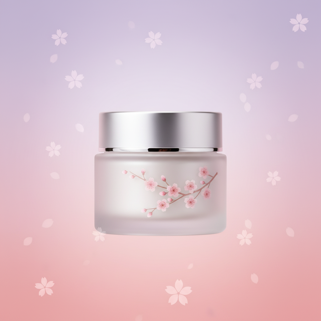 Sakura Brightening Cream on blush lavender background