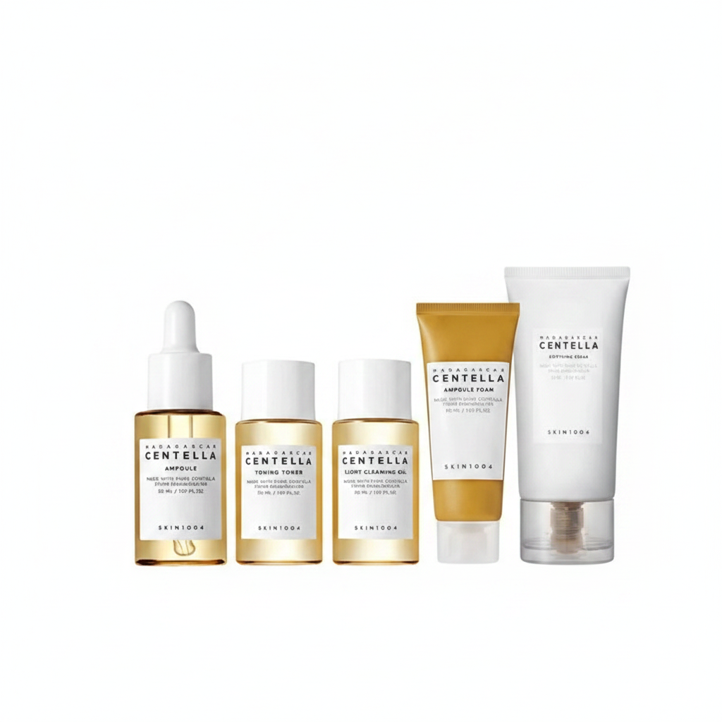 Centella Asiatica 5-Step Korean Skincare Kit on white background