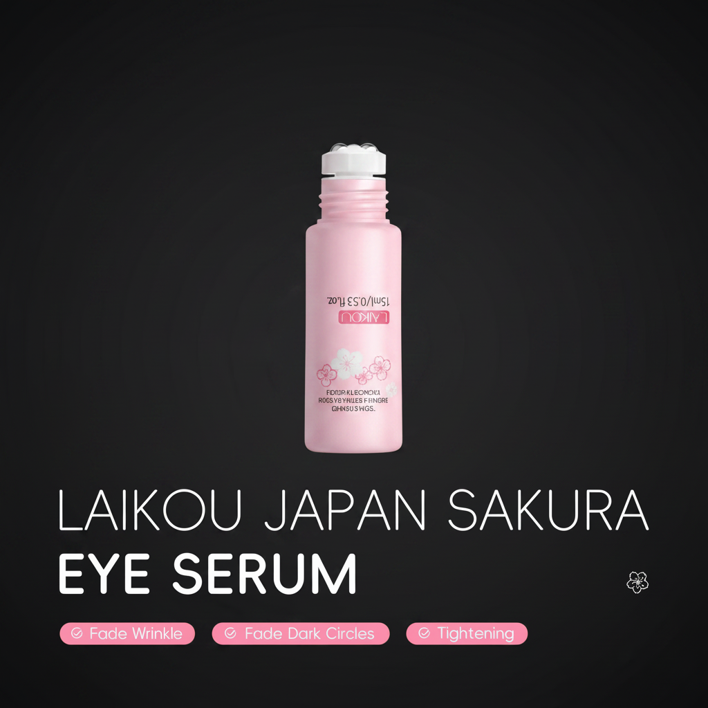 Japan Sakura Eye Serum Triple Roller on dark background