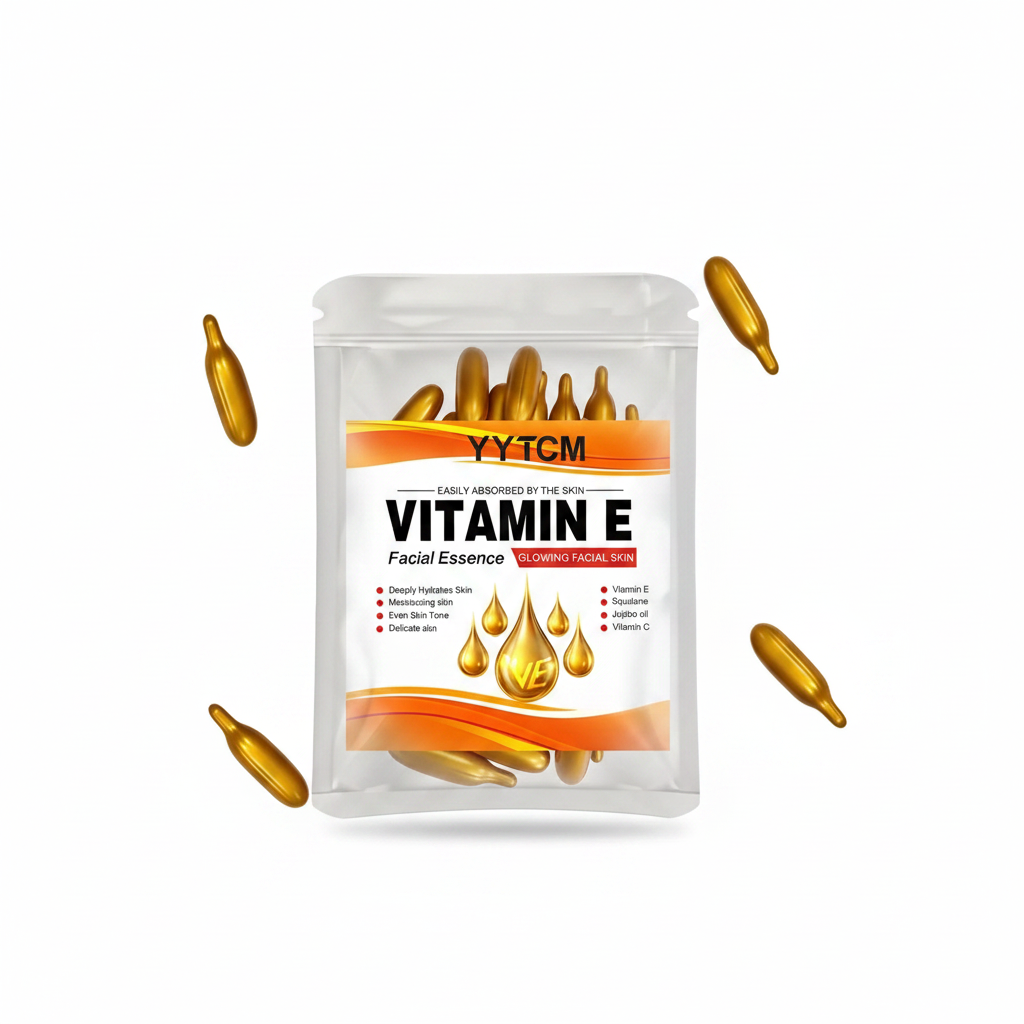 Vitamin E Moisturizing Capsules on white background