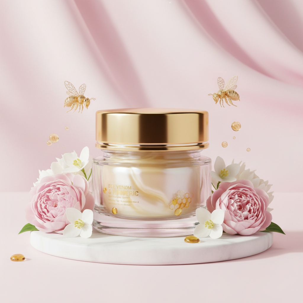 Bee Venom Instant Lifting Cream on pink feminine background